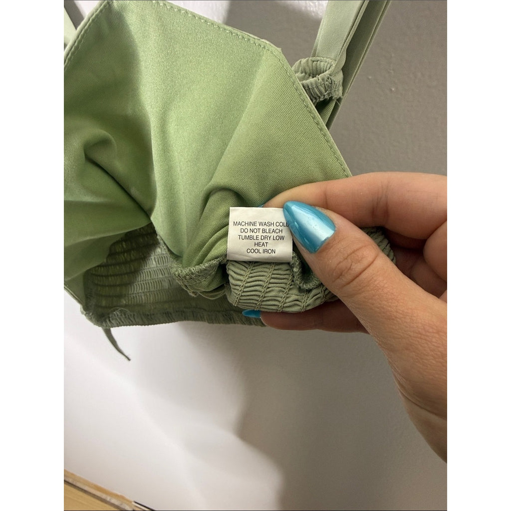 Kendall & Kylie Sage Green Tie-Front Crop Top Size XS