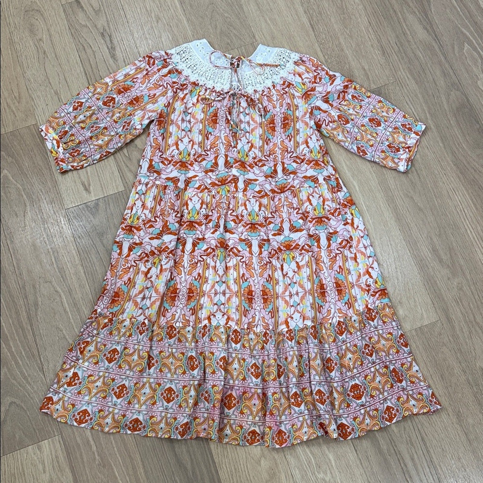 Anthropologie Florence Floral Lace Lounge Dress Size XS