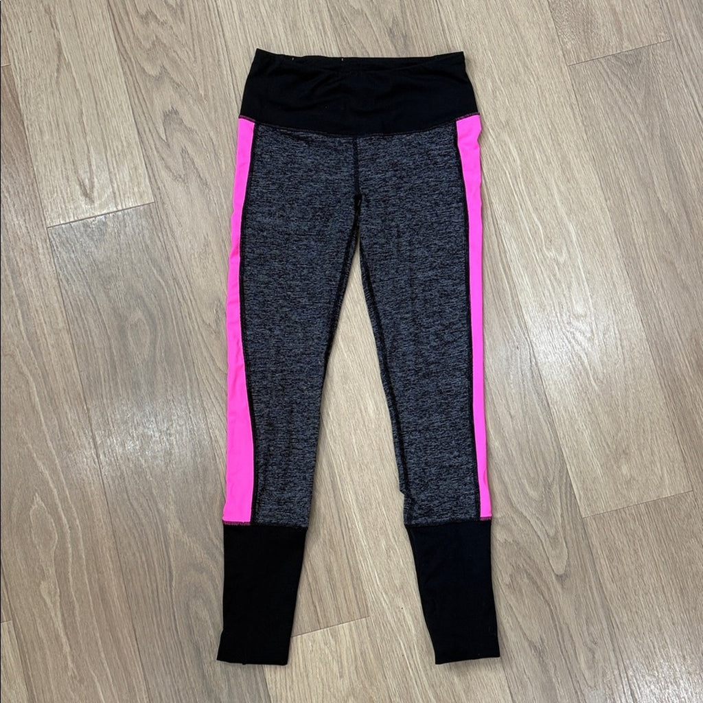 VSX Pink Gray and Black Athletic Zipper Hem Detail Leggings Size XS