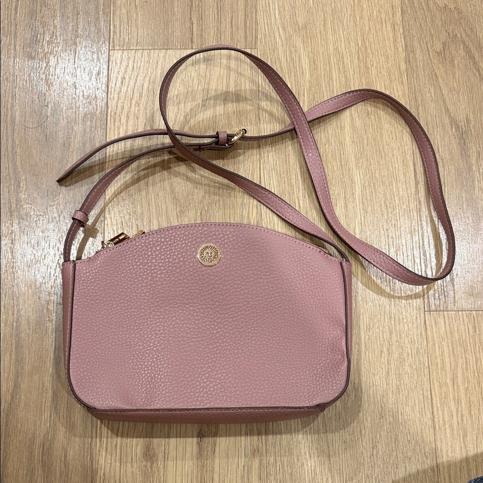 Anne Klein Textured Dome Crossbody Bag in a Mauve / Pink