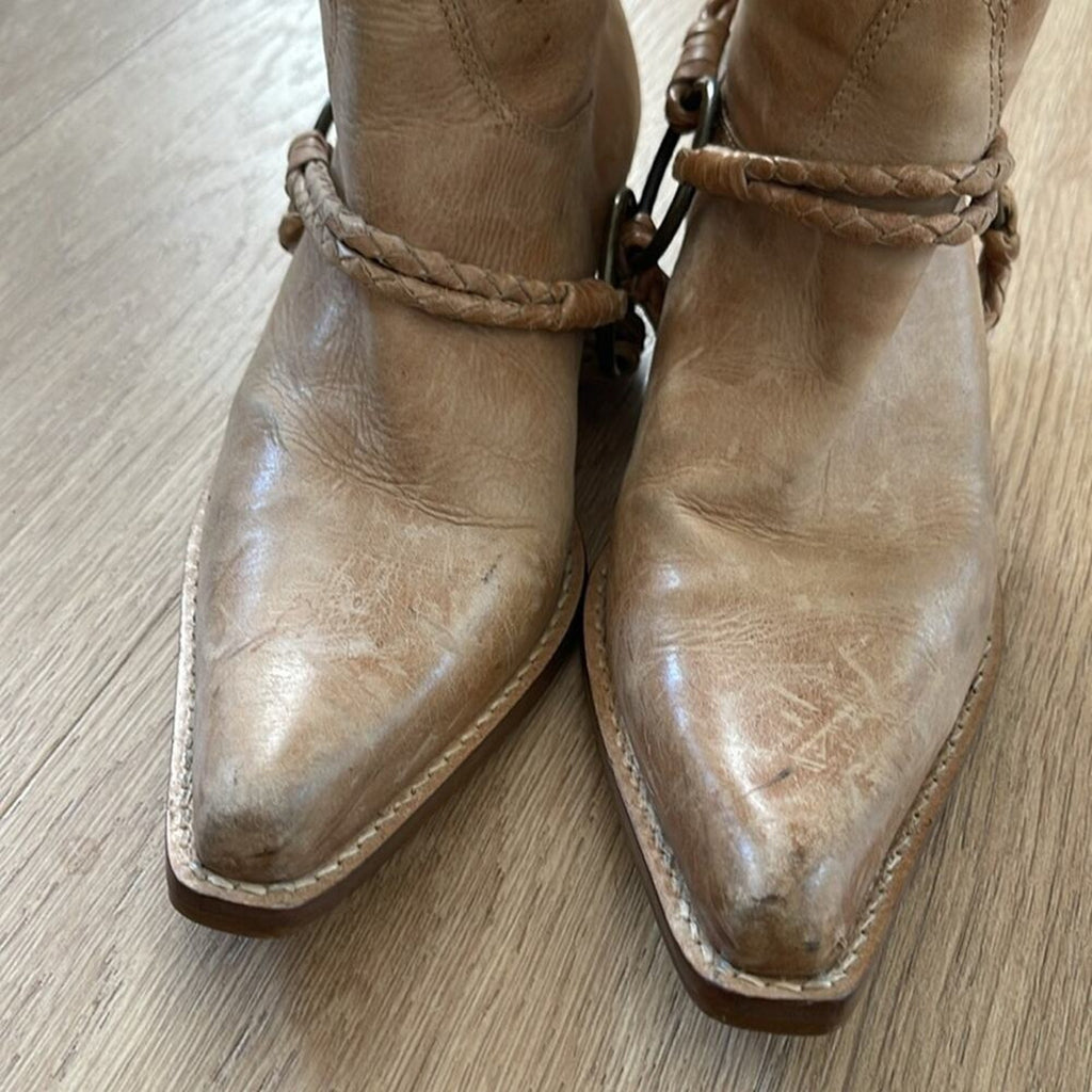 Penny Loves Kenny Lariat Women's Western Distressed Tan Leather Boots Size 6